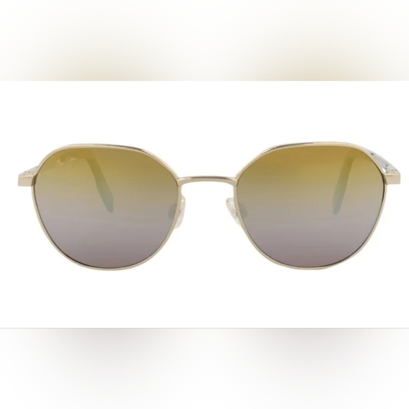 New! Maui Jim Hukilau Polarized Polarized Sunglasses Gold Metal Round Monel NWT! - Picture 2 of 8